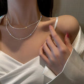 Silver Sparkling Clavicle Necklace